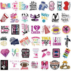 Tixlux 100PCS Autocollants Pom-Pom Girl, Stickers Cheerleader Rose, Décalques Étanches Brillants Cheerleading Favors Fête pour G