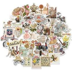Tixlux 100PCS Autocollants Vintage, Stickers Rétro Esthétiques, Décalques Amusants en Vinyle Imperméable, Cadeaux pour Scrapbook