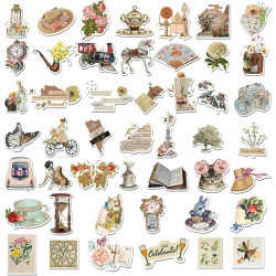 Tixlux 100PCS Autocollants Vintage, Stickers Rétro Esthétiques, Décalques Amusants en Vinyle Imperméable, Cadeaux pour Scrapbook
