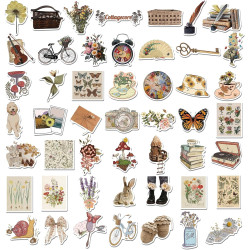 Tixlux 100PCS Autocollants Vintage, Stickers Rétro Esthétiques, Décalques Amusants en Vinyle Imperméable, Cadeaux pour Scrapbook