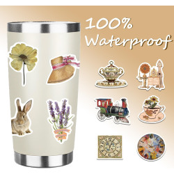 Tixlux 100PCS Autocollants Vintage, Stickers Rétro Esthétiques, Décalques Amusants en Vinyle Imperméable, Cadeaux pour Scrapbook