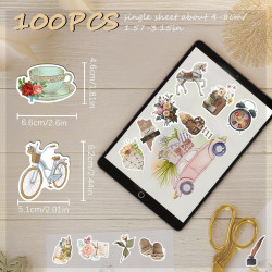 Tixlux 100PCS Autocollants Vintage, Stickers Rétro Esthétiques, Décalques Amusants en Vinyle Imperméable, Cadeaux pour Scrapbook