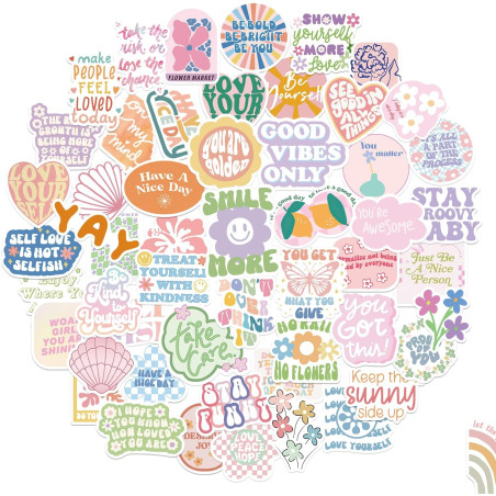 Tixlux 100PCS Autocollants Esthétiques pour Enfants, Citations Motivantes et Positives, Décalques Amusants en Vinyle Imperméable