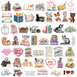 Tixlux 100PCS Autocollants Livres pour Kindle, Stickers Bookish Drôles, Décalques Amusants Étanches Vinyle pour Amateur de Livre