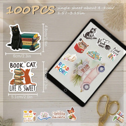 Tixlux 100PCS Autocollants Livres pour Kindle, Stickers Bookish Drôles, Décalques Amusants Étanches Vinyle pour Amateur de Livre