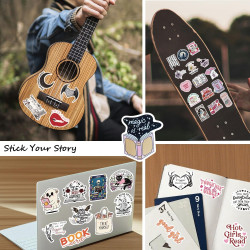 Tixlux 150PCS Autocollants Livres pour Kindle, Stickers Bookish Romantiques Holographiques, Décalques Amusants Étanches Vinyle p