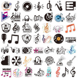Tixlux 100PCS Autocollants Musique, Stickers Esthétiques pour Amoureux de Musique, Décalques Amusants Étanches Vinyle pour Enfan