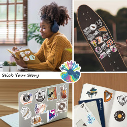 Tixlux 100PCS Autocollants Musique, Stickers Esthétiques pour Amoureux de Musique, Décalques Amusants Étanches Vinyle pour Enfan
