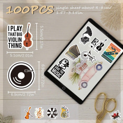 Tixlux 100PCS Autocollants Musique, Stickers Esthétiques pour Amoureux de Musique, Décalques Amusants Étanches Vinyle pour Enfan