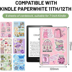 6 feuilles de carton pour kindle + 50 autocollants - 17x12cm (6,8x4,8 pouces) accessoire liseuse, compatible avec kindle paperbl