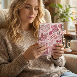 6pcs inserts pour kindle paperblanc, set d'accessoires pour liseuse avec 2 bracelets chaîne pour téléphone, motif livre rose, co