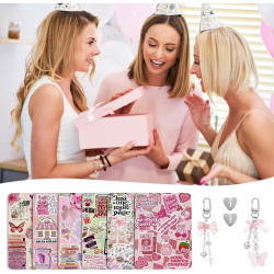 6pcs inserts pour kindle paperblanc, set d'accessoires pour liseuse avec 2 bracelets chaîne pour téléphone, motif livre rose, co