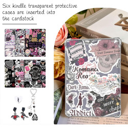 Velvetglow 6 cartes décoratives pour étui transparent pour liseuse électronique avec 2 étiquettes, ensemble design (6,8 x 4,8 po