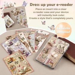 Set de 8 cartes décoratives vintage pour kindle paperblanc,inserts papier illustrés thème lecture,accessoires kindle pour person