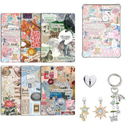Velvetglow 6 cartes décoratives pour étui transparent pour liseuse électronique avec 2 étiquettes, compatible avec kindle paperb