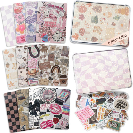Lot de 12 inserts pour liseuse électronique, 50 autocollants mignons pour étui transparent, insert paperblanc de 17,5 cm, access