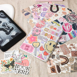 Lot de 12 inserts pour liseuse électronique, 50 autocollants mignons pour étui transparent, insert paperblanc de 17,5 cm, access