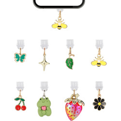 8pcs Breloques Anti-Poussière pour Kindle, 8 Styles Pendentifs Premium Forme Fraise Grenouille et Cerise Bouchons Anti-Poussière