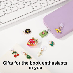 8pcs Breloques Anti-Poussière pour Kindle, 8 Styles Pendentifs Premium Forme Fraise Grenouille et Cerise Bouchons Anti-Poussière