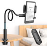 PlusAcc Support Kindle avec tourne-page à distance - Support réglable pour lire au lit, mains libres, bras de chevet, clicker po
