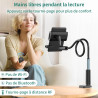 PlusAcc Support Kindle avec tourne-page à distance - Support réglable pour lire au lit, mains libres, bras de chevet, clicker po
