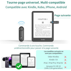 PlusAcc Support Kindle avec tourne-page à distance - Support réglable pour lire au lit, mains libres, bras de chevet, clicker po