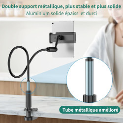 PlusAcc Support Kindle avec tourne-page à distance - Support réglable pour lire au lit, mains libres, bras de chevet, clicker po