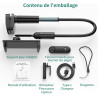 PlusAcc Support Kindle avec tourne-page à distance - Support réglable pour lire au lit, mains libres, bras de chevet, clicker po