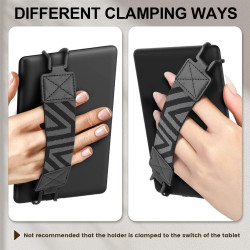 Dragonne Élastique pour Liseuse Kindle, Cuir PU Noir Imprimé, Compatible avec 6-8 Pouces E-Reader & Tablette, 50 Stickers Retro 
