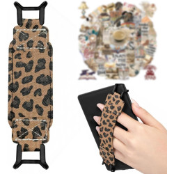 Dragonne Support pour Liseuse Kindle, Correa Élastique Cuir PU Motif Léopard, Compatible 6-8 Pouces Liseuse & Tablet, 50 Autocol