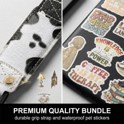 Dragonne-Halter pour Liseuse Kindle, Bande Élastique en Cuir PU à Motif Vache, Compatible avec 6-8 Pouces Kindle & Tablette, 50 