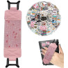 Dragonne Élastique pour Liseuse Kindle, Cuir PU Rose Pailleté, Compatible avec 6-8 Pouces E-Reader & Tablette, 50 Stickers Retro