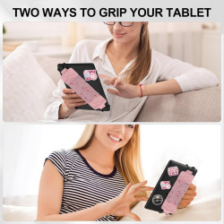Dragonne Élastique pour Liseuse Kindle, Cuir PU Rose Pailleté, Compatible avec 6-8 Pouces E-Reader & Tablette, 50 Stickers Retro