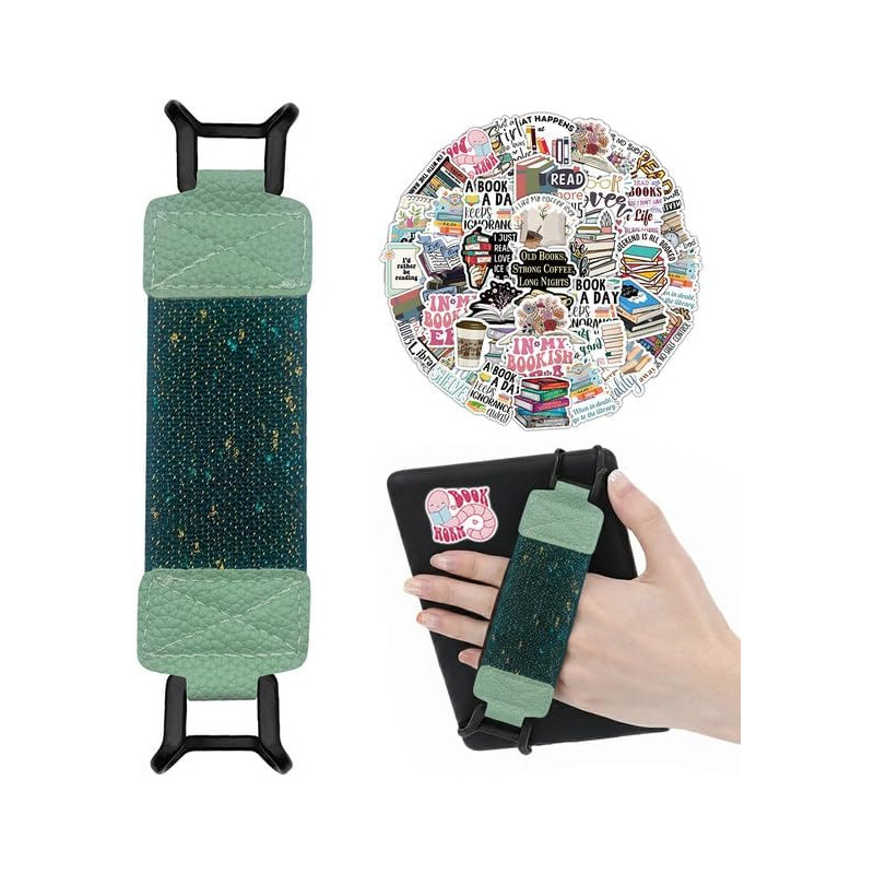 Dragonne-Halter pour Liseuse Kindle, Bande Élastique en Cuir PU Vert Éclatant, Compatible avec 6-8 Pouces Kindle & Tablette, 50 