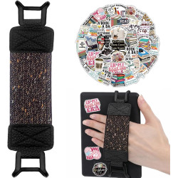 Dragonne pour Liseuse Kindle & Kobo, Band Élastique en Cuir PU Noir Éclatant, Compatible avec 6-8 Pouces Liseuse & Tablette, 50 