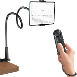 Télécommande tourneur de page bleutooth avec support tablettes pour app lecture, vidéo tiktok et commande photo, télécommande un