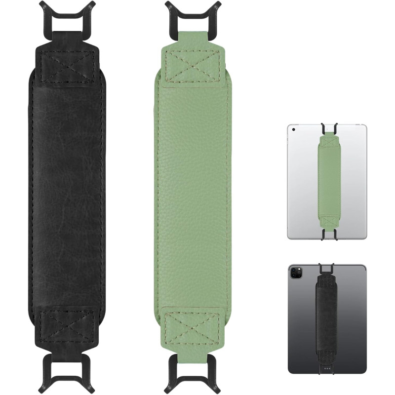 Kluz Lot de 2 Dragonnes Support Liseuse et Support pour Tablette 9-11 Pouces, Poignée Antichute en Simili Cuir PU, Sangle Élasti