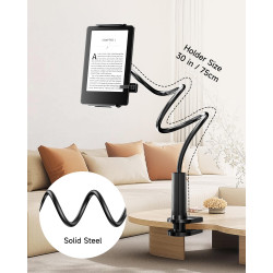 Support kindle avec tourne-page à distance, support de lecture pour lit, bureau avec clic, pour kindle paperblanc, oasis, ipad, 