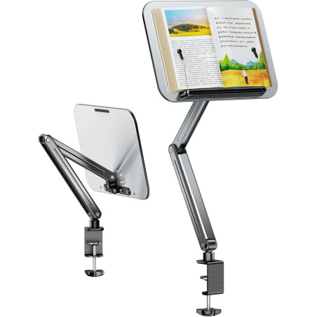 SEAFRONT Support de Livre de Bureau, Panneau en Aluminium-plastique, Support de Manuel Rotatif à 360°, Hauteur et Angle Réglable