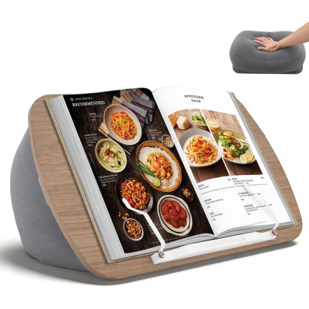 Support pour Livre, Tablette d'Appoint pour Canapé, Lit, Bureau - Cousin Porte-Livre Confortable avec Support de Pages - Compati