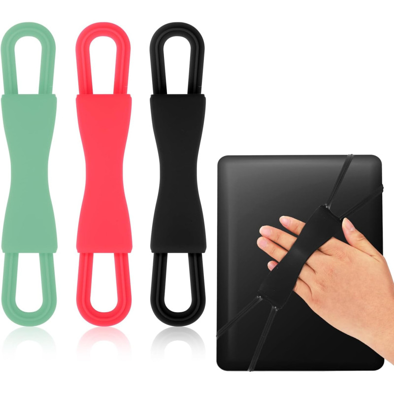 Lyreh 3pcs Dragonnes pour Kindle, Confortable Ceinture de Lecture Extensible pour Tablettes Accessoires Lecture au Lit Convient 