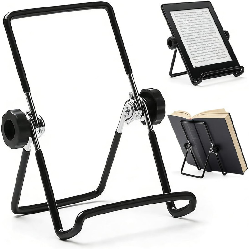 Support de Liseuse Kindle & Tablette, Pliable Portable avec Angle Réglable, Compatible avec 4,7-13 Pouces Appareils, Pour Bureau