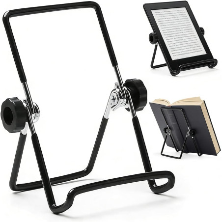 Support de Liseuse Kindle & Tablette, Pliable Portable avec Angle Réglable, Compatible avec 4,7-13 Pouces Appareils, Pour Bureau