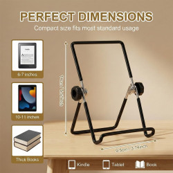 Support de Liseuse Kindle & Tablette, Pliable Portable avec Angle Réglable, Compatible avec 4,7-13 Pouces Appareils, Pour Bureau