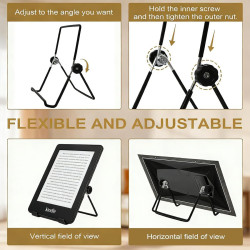 Support de Liseuse Kindle & Tablette, Pliable Portable avec Angle Réglable, Compatible avec 4,7-13 Pouces Appareils, Pour Bureau