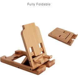 Support de téléphone en bambou et support pour iPad, support pliable universel à angle réglable, support de poche pour tous les 