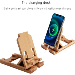 Support de téléphone en bambou et support pour iPad, support pliable universel à angle réglable, support de poche pour tous les 