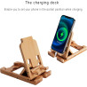 Support de téléphone en bambou et support pour iPad, support pliable universel à angle réglable, support de poche pour tous les 