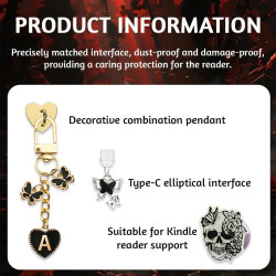 Accessoires Kindle Style Sombre - Support de Main + 1 Pendentif Bouchon Anti-Poussière (Type-C/USB-C) + 1 Pendentif Chaîne, comp