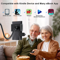 Support de tablette de chevet pour lecture Kindle au lit avec tourne-page à distance, support de bureau mains libres col de cygn